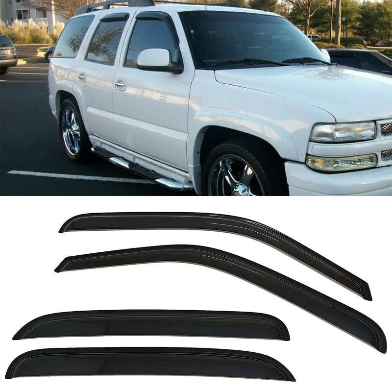 99Parts Smoke Tinted Window Sun Rain Visors Vent Guard Deflector Shade Compatible with Chevrolet Tahoe Yukon 2000-2006 - Image 1